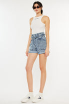 Kancan Ultra High Rise Paperbag Denim Shorts Trendsi