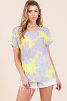 BOMBOM Floral Short Sleeve T-Shirt Trendsi