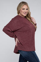 Plus Brushed Melange Drop Shoulder Sweater ZENANA