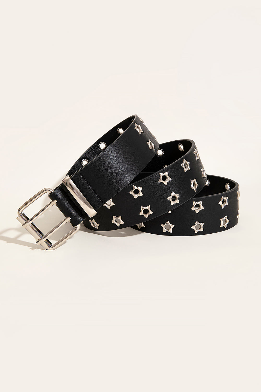 Double Row Star Grommet PU Leather Belt Casual Chic Boutique