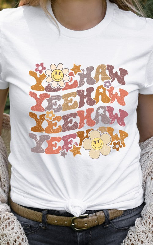 YeeHaw Floral Country Western Smiley Graphic Tee Kissed Apparel