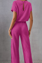 Round Neck Short Sleeve Jumpsuit Trendsi