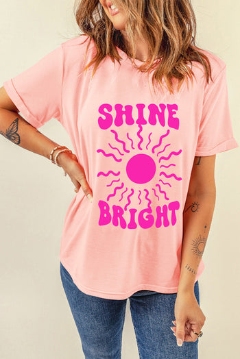 SHINE BRIGHT Round Neck Short Sleeve T-Shirt Trendsi