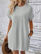 Round Neck Short Sleeve Mini Dress Trendsi