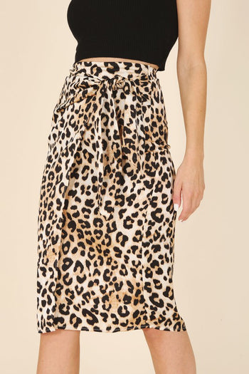 Satin leopard tie skirt Lilou