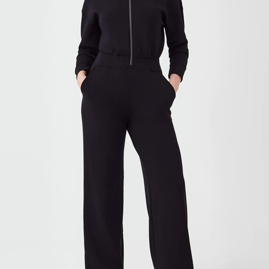 Zip Up Long Sleeve Jumpsuit with Pockets