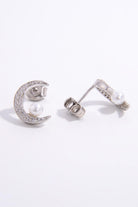 925 Sterling Silver Zircon Moon Shape Earrings Casual Chic Boutique