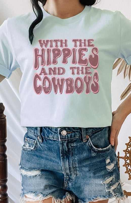 With The Hippies And The Cowboys Graphic Tee Kissed Apparel