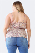 Zenobia Plus Size Frill Floral Square Neck Cami Zenobia