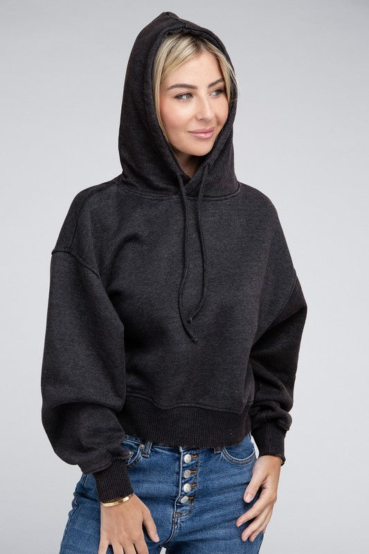 Acid Wash Fleece Hoodie ZENANA