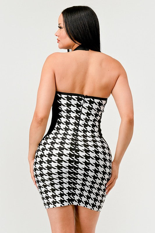 Checkmate Illusion Bandage Dress Athina