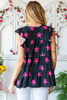 Round Neck Star Tiered Top Casual Chic Boutique