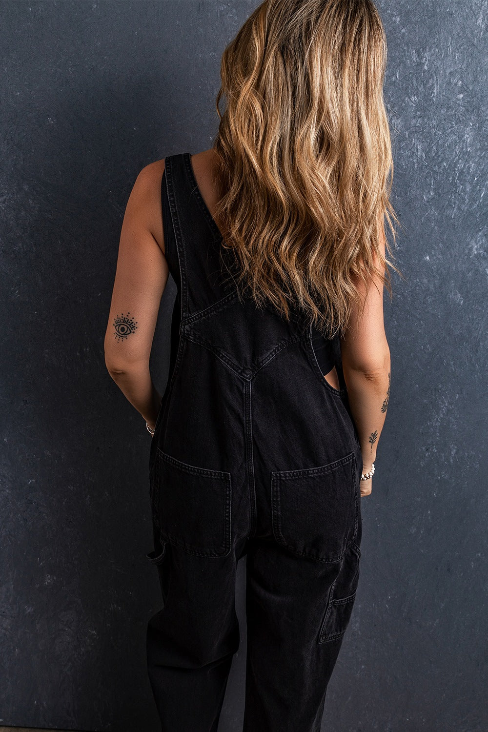 Pocketed Straight Denim Overalls Trendsi