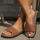 PU Leather Woven Platform Sandals Trendsi