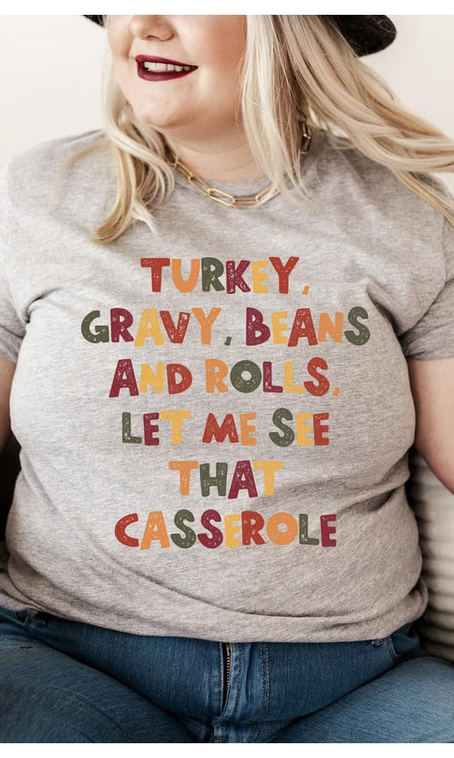Turkey, gravy, beans and rolls graphic tee Gabreila Wholesale