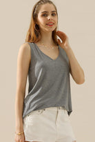 Ninexis Full Size V-Neck Curved Hem Tank Trendsi