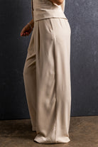 Ruched Wide Leg Pants with Pockets Trendsi
