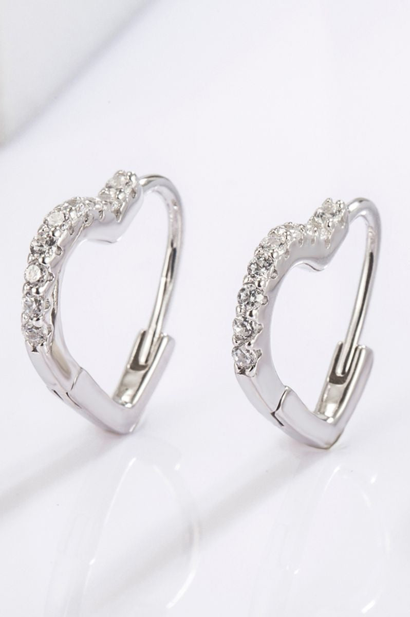 925 Serling Silver Zircon Heart Shape Earrings Casual Chic Boutique