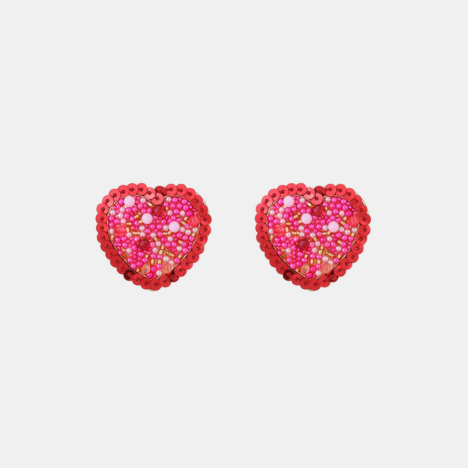 Sequin Heart Inlaid Bead Alloy Earrings