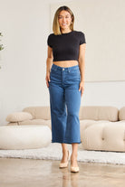 RFM Full Size Tummy Control High Waist Raw Hem Jeans Trendsi