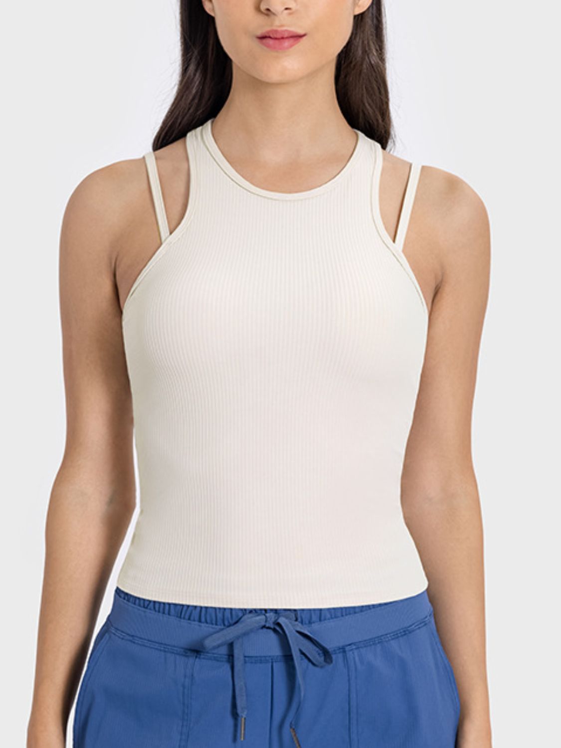 Cutout Round Neck Racerback Active Tank Trendsi