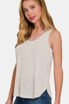 Zenana Curved Hem Round Neck Tank Trendsi