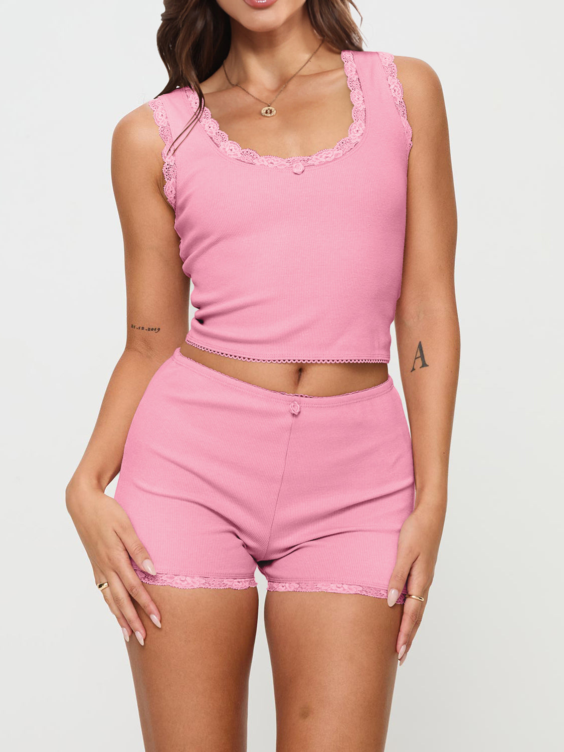 Scoop Neck Wide Strap Top and Shorts Set Trendsi