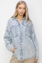 RISEN Button Up Long Sleeve Shacket Trendsi