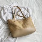 Straw Weave Leather Strap Tote Bag Trendsi