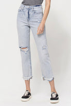 SUPER HIGH RELAXED CUFFED STRAIGHT JEAN VERVET by Flying Monkey