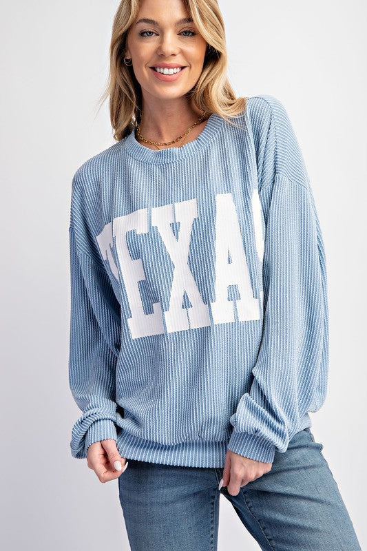 TEXAS PRINT RIB CORD SWEATSHIRT Sweet Generis