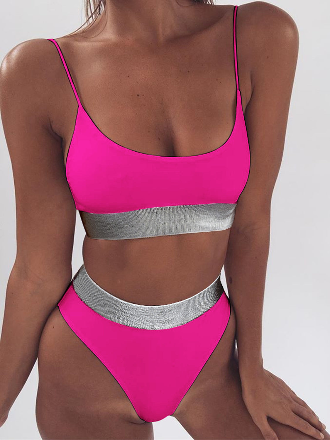 Scoop Neck Spaghetti Strap Two-Piece Swim Set Trendsi