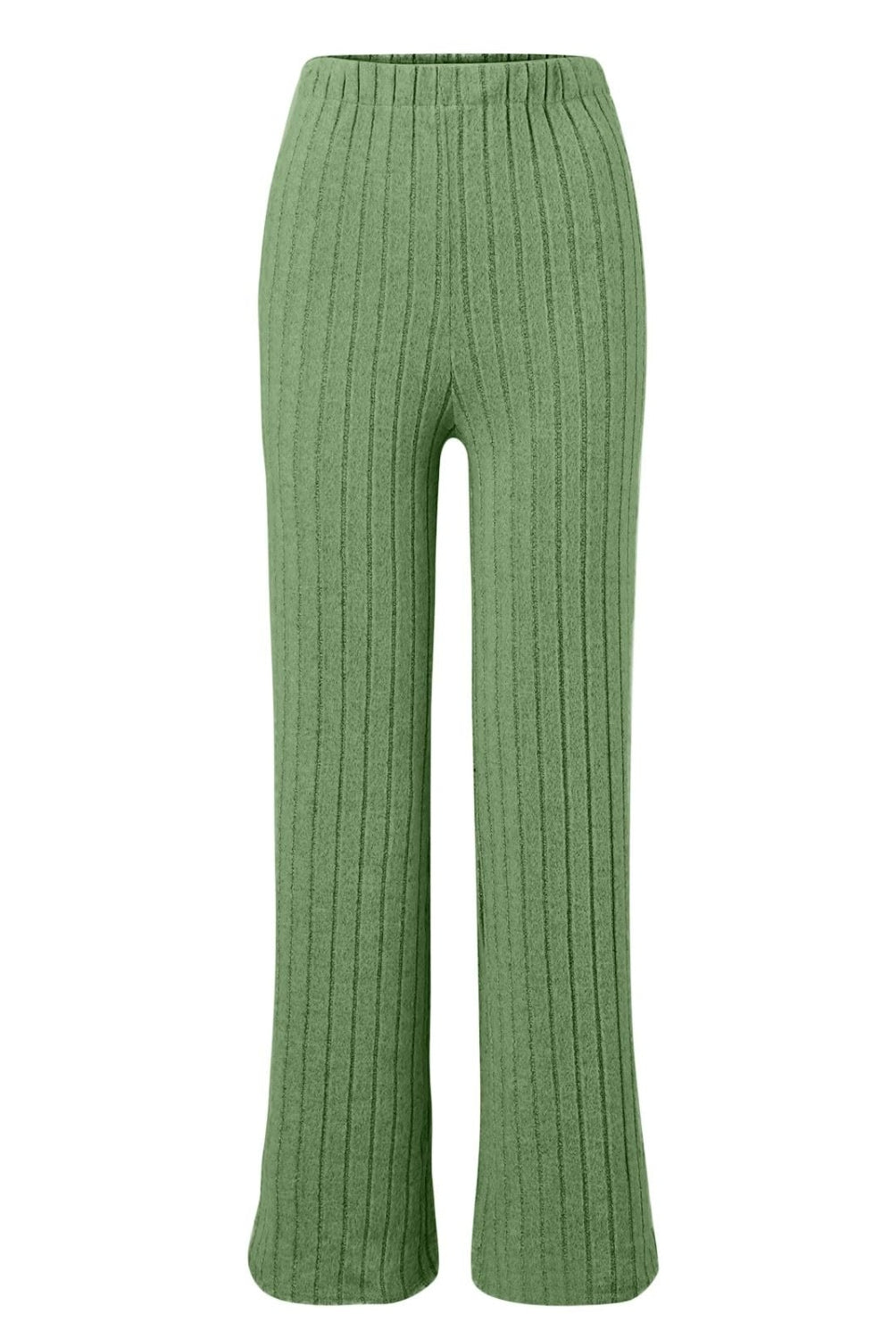 Ribbed Mock Neck Long Sleeve Top and Pants Set Trendsi