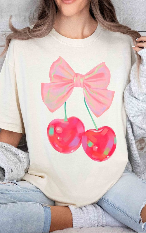 RETRO CHERRY WITH RIBBON Graphic T-Shirt BLUME AND CO.