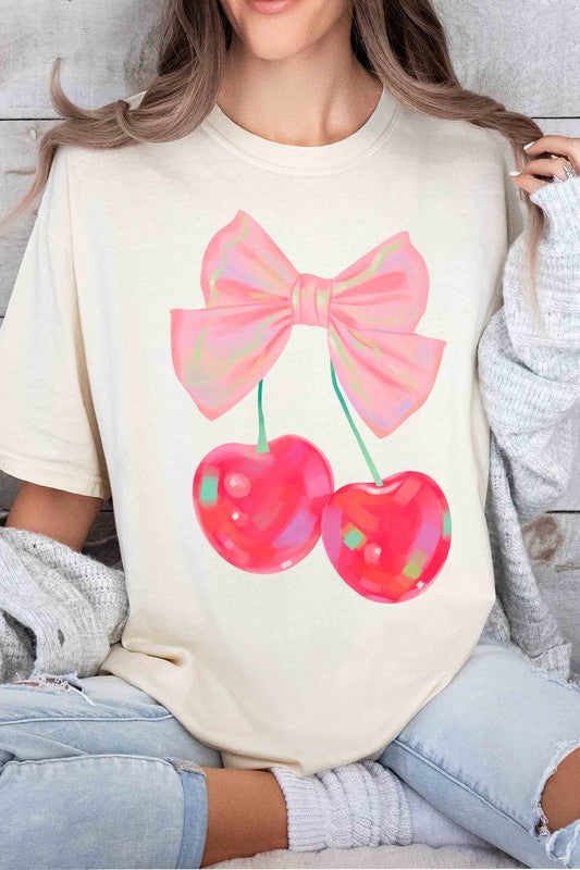 RETRO CHERRY WITH RIBBON Graphic T-Shirt BLUME AND CO.