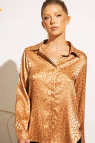 SATIN LEOPARD PRINT BUTTON DOWN TOP Sweet Generis