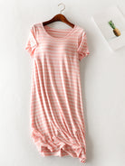 Striped Round Neck Short Sleeve Dress Trendsi