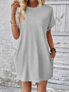 Round Neck Short Sleeve Mini Dress Trendsi