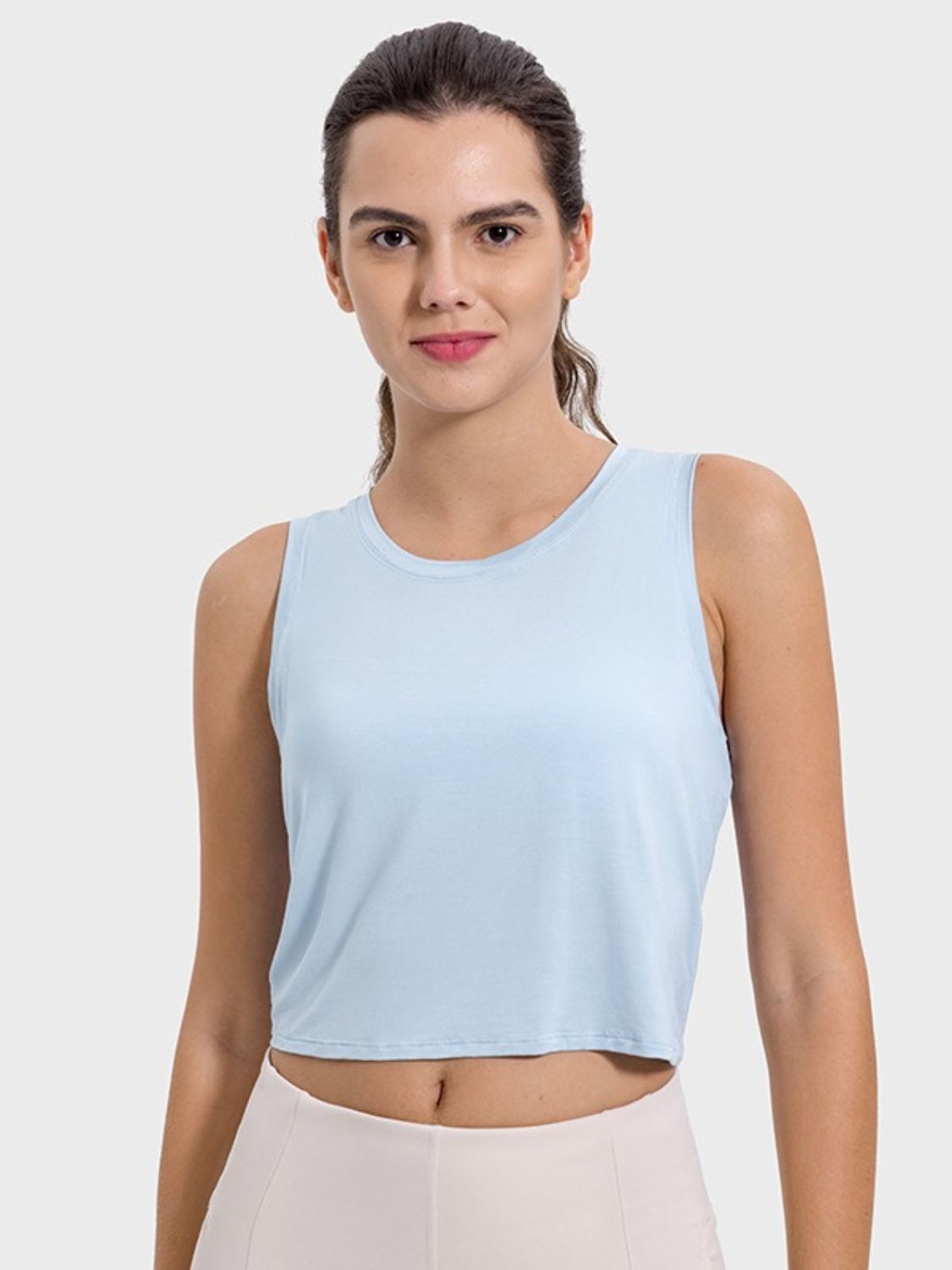 Drawstring Cutout Round Neck Active Tank Trendsi