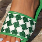 Plaid Open Toe Flat Sandals Casual Chic Boutique