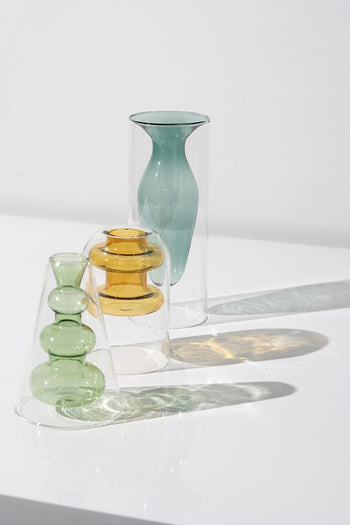 Double Layer Transparent Glass Vase 3 pcs/set ReeVe