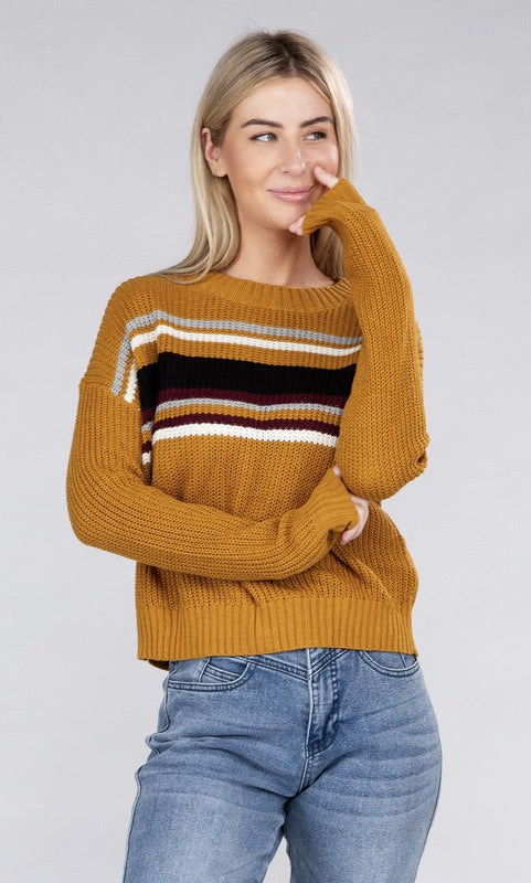 Striped Pullover Sweater Ambiance Apparel