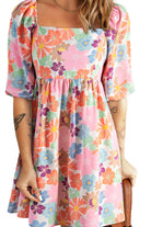 Printed Half Sleeve Mini Dress Trendsi