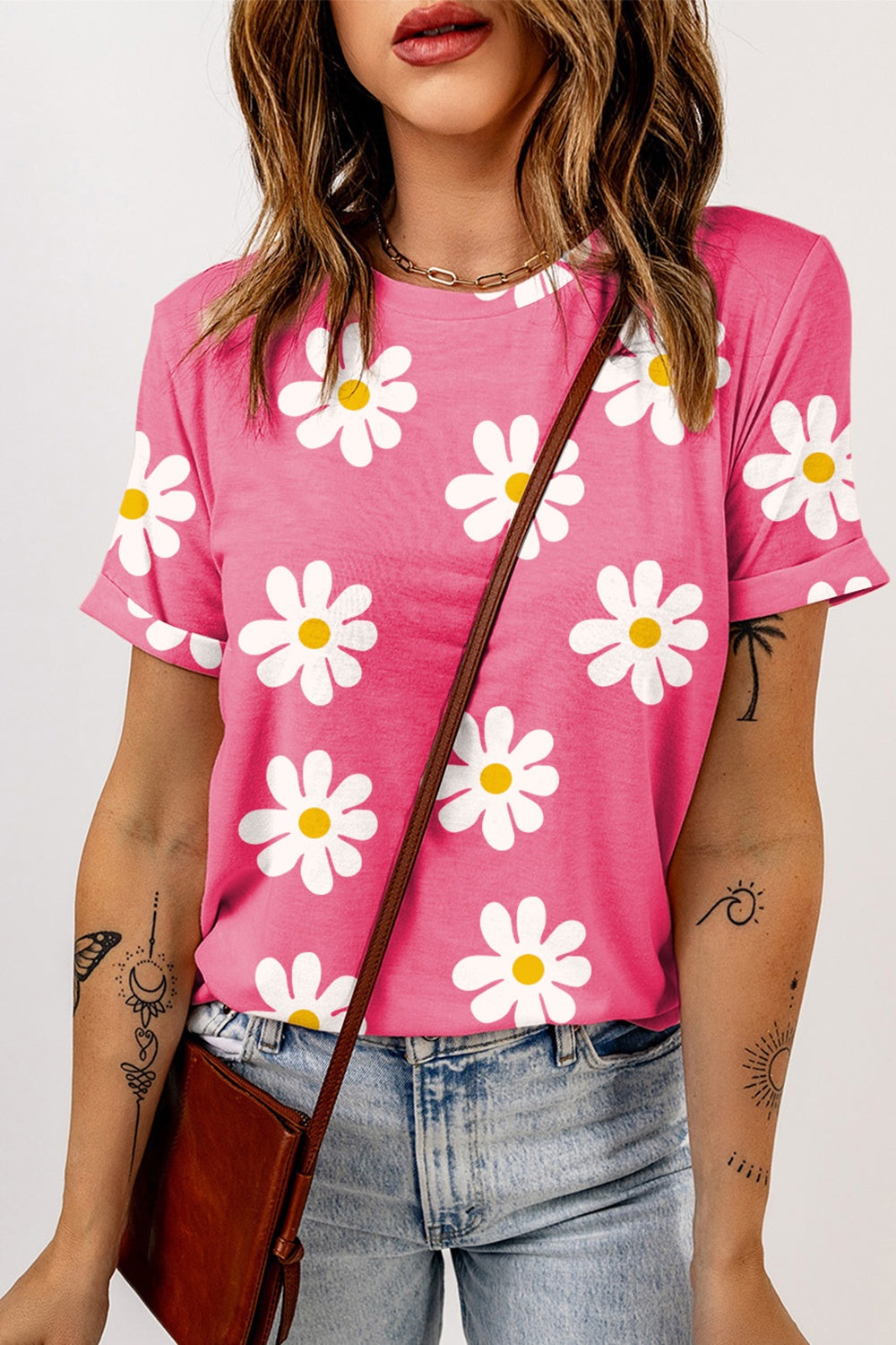 Printed Round Neck Short Sleeve T-Shirt Trendsi