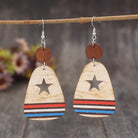 Cutout Star & Stripes Wooden Dangle Earrings Trendsi