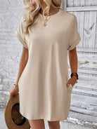 Round Neck Short Sleeve Mini Dress Trendsi