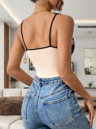 Lace Detail Plunge Sleeveless Bodysuit Trendsi