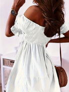 Full Size Ruffled Off-Shoulder Short Sleeve Dress Trendsi