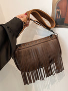 PU Leather Fringe Studded Crossbody Bag Trendsi