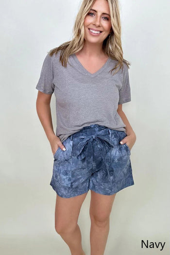 Cotton Bleu Tie Dye Casual Shorts With Belt Kiwidrop